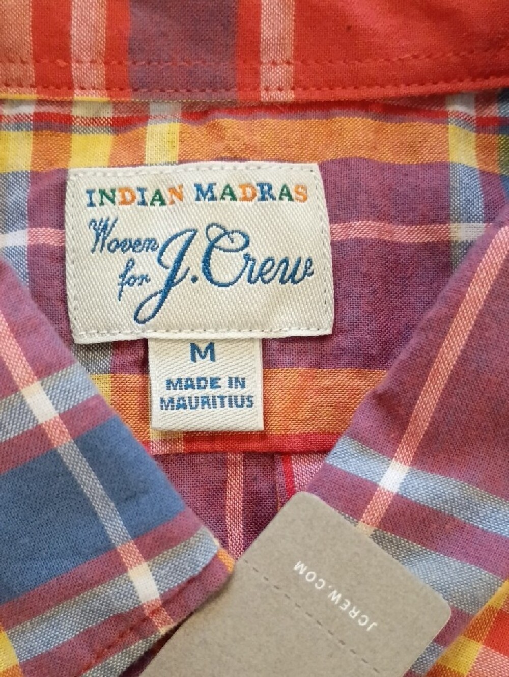 J.Crew Red Multicolor Plaid Short Sleeve Button Down Shirt Size Medium - Picture 7 of 11